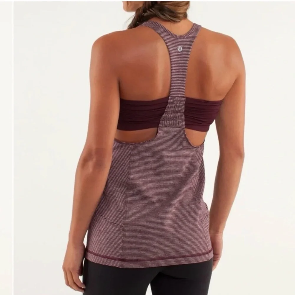 Lululemon turbo tank Tonka stripe Bordeaux Drama size 4 - Picture 2 of 9